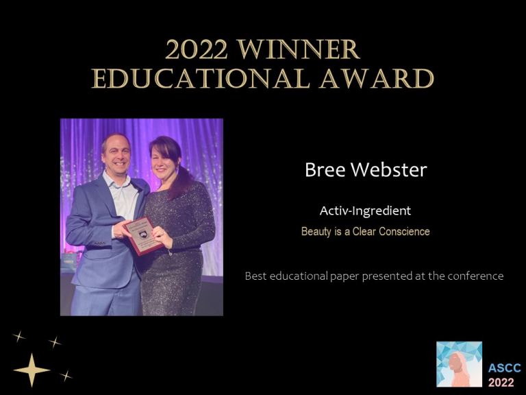 Bree Webster accepting the 2022 Educational Award during the event.